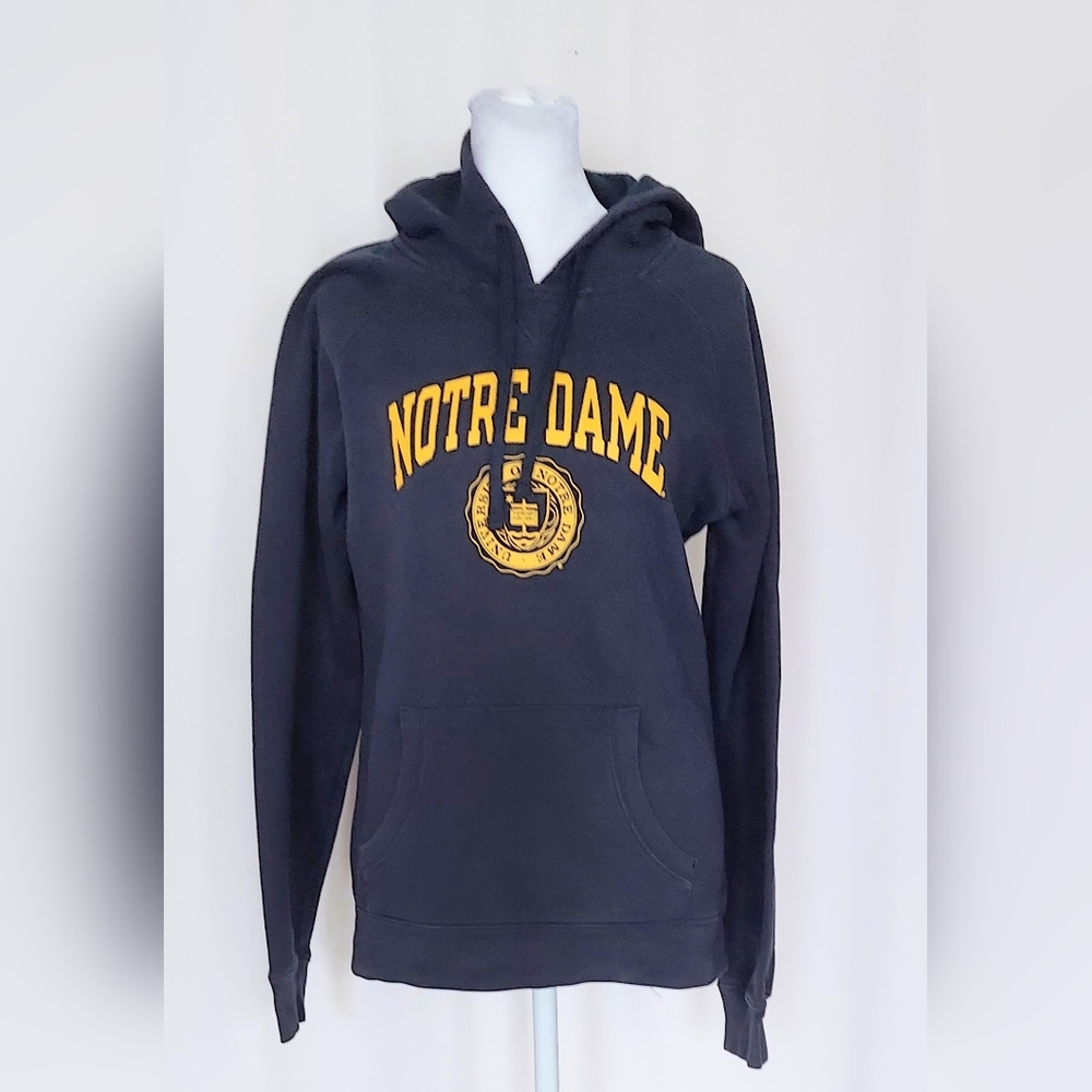 Notre Dame University Champion Seal Fleece Lined Hooded Sweatshirt Large Vintage